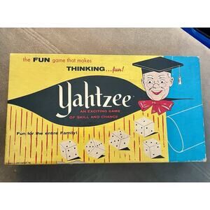 VINTAGE 1956 YAHTZEE GAME W/ ORIGINAL BOX, LOWE COMPANY INC